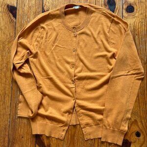 SALE J.Crew Classic Mustard Cotton Cardigan Sweater